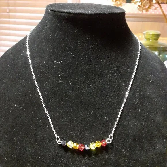 Handmade Multicolored Crystal Necklace 18" - Picture 3 of 4
